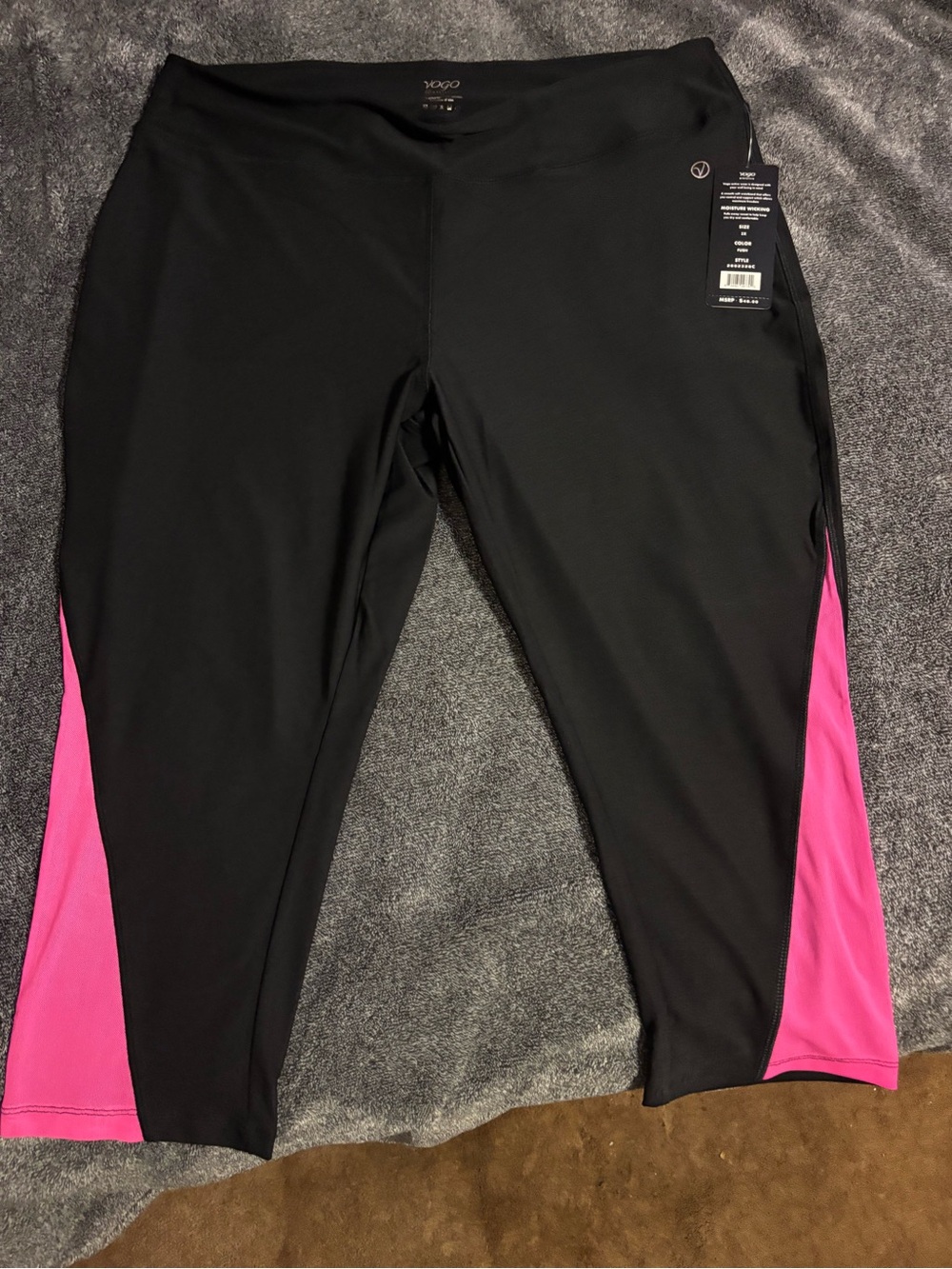 Vogo Women's Black & Pink Colorblock Capri leggings